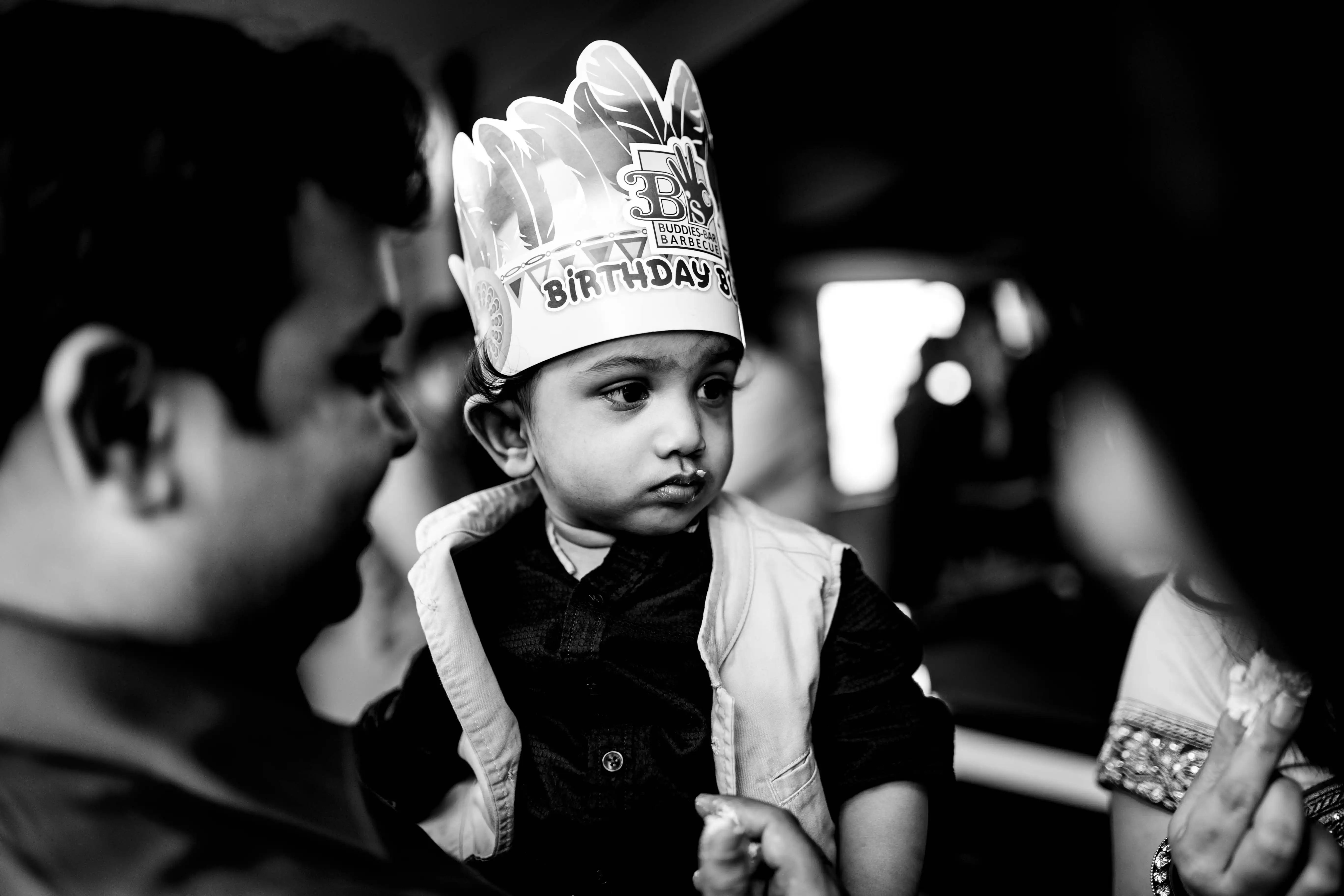 Black and white birthday candid